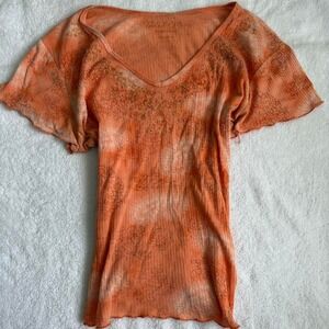 y2k summer lush life vibes or orange paisley top with rhinestone detailing